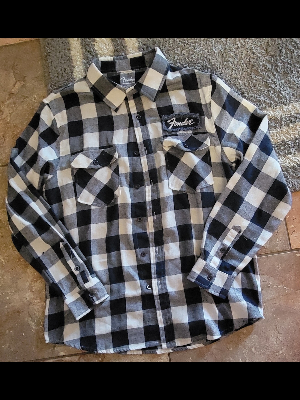 Fender Black & White Buffalo Check Flannel Shirt